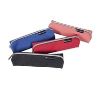 EXACOMPTA - Ref 52710E - 1 Square Wood Pencil case in PU Fabric Effect - Lined in Polyester - can Hold a Double Decimeter - Space Saving - Random Colors: Blue, Coral, Black or red