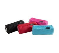 Exacompta - Ref 52760E - Box of 6 Pencil Cases, 2 Metal Zipped Compartments - Made of Durable Polyester - Double Decimeter - Colours Blue, Black, Pink, Red