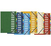 Exacompta - Ref 5312E - Harmonika Multipart File - 24.5 x 32cm in Size, Suitable for A4 Documents, 12 Multi-Coloured Tabbed Sections, Premium Pressboard Cover - Assorted Colours