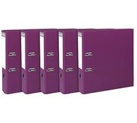 Exacompta - Ref 53347SE - Prem'Touch Mechanical Lever Arch Files - Suitable for A4 Documents, 80 mm Spine, Polypropylene Coated Cardboard - Fuchsia (Pack of 5)