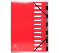 Exacompta - Ref 53925E - Box of 6 HARMONIKA Iderama File Boxes - with Elastic Bands and Cut-Out Windows - Expandable Spine - Made of Laminated Glossy Card - 12 compartments -Size 24.5x32cm - A4 - red