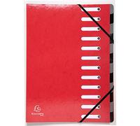 Exacompta - Ref 53925E - Iderama Collection - Harmonika Multipart File - 245 x 320mm in Size, Suitable for A4 Documents, 12 Multicoloured Tabbed Sections - Red