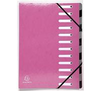 Exacompta - Ref 53928E - Iderama Collection - Harmonika Multipart File - 245 x 320mm in Size, Suitable for A4 Documents, 12 Multicoloured Tabbed Sections - Pink