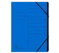 Exacompta - Ref 540702E - Box of 10 File folders with stapled Spine - with Elastic Bands - Glossy Card Printed Cover and Black Recycled Card Interior - 7 compartments - 24.5X 32cm - A4 - Blue