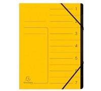 Exacompta - Ref 540709E - Box of 10 File folders with stapled Spine - with Elastic Bands - Glossy Card Printed Cover and Black Recycled Card Interior - 7 compartments - 24.5X 32cm - A4 - Yellow