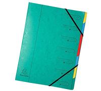 Exacompta - Ref 54073E - Stapled Spine Multipart File - 245 x 320mm in Size, Suitable for Storing A4 Documents - 7 Tabbed Sections - Green Cover with Multicoloured Tabs