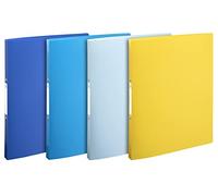 Exacompta - Ref. 54110E - Set of 4 Bee Blue flexible binders - 2 round rings 15 mm diameter - 20 mm spine - external dimensions 32 x 25 cm - A4 file format - assorted colors