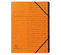 Exacompta - Ref 541204E - Stapled Spine Multipart File - 245 x 320mm in Size, Suitable for Storing A4 Documents - 12 Tabbed Sections - Orange Cover with Reinforced Tabs