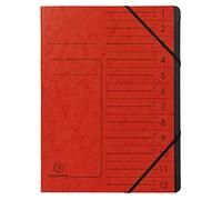 Exacompta - Ref 541205E - Stapled Spine Multipart File - 245 x 320mm in Size, Suitable for Storing A4 Documents - 12 Tabbed Sections - Red Cover with Reinforced Tabs