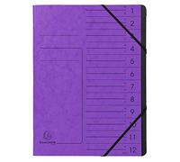 Exacompta - Ref 541208E - Stapled Spine Multipart File - 245 x 320mm in Size, Suitable for Storing A4 Documents - 12 Tabbed Sections - Purple Cover with Reinforced Tabs