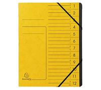 Exacompta - Ref 541209E - Stapled Spine Multipart File - 245 x 320mm in Size, Suitable for Storing A4 Documents - 12 Tabbed Sections - Yellow Cover with Reinforced Tabs