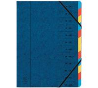 Exacompta - Ref 54122E - Stapled Spine Multipart File - 245 x 320mm in Size, Suitable for Storing A4 Documents - 12 Tabbed Sections - Blue Cover with Multicoloured Tabs