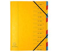 Exacompta - Ref 54129E - Stapled Spine Multipart File - 245 x 320mm in Size, Suitable for Storing A4 Documents - 12 Tabbed Sections - Yellow Cover with Multicoloured Tabs