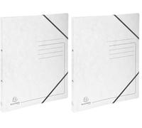 Exacompta - ref. 542556E - 1 Printed Glossy Card Binder with Rubber Bands - 2 Round Rings 15 mm Diameter - 20 mm Spine - External Dimensions: 32 x 25 cm - A4 File Format - Colour: White (Pack of 2)