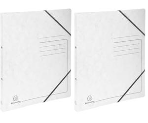 Exacompta - ref. 542556E - 1 Printed Glossy Card Binder with Rubber Bands - 2 Round Rings 15 mm Diameter - 20 mm Spine - External Dimensions: 32 x 25 cm - A4 File Format - Colour: White (Pack of 2)