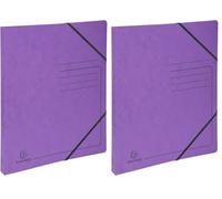 Exacompta - ref. 542558E - 1 Printed Glossy Card Binder with Rubber Bands - 2 Round Rings 15 mm Diameter - 20 mm Spine - External Dimensions: 32 x 25 cm - A4 File Format - Colour: Purple (Pack of 2)