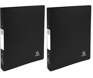 Exacompta - Ref 54391E - PP Opaque Ring Binder - Suitable for Storing A4+ Documents, 2 O-Rings, 40mm Spine, Made from Polypropylene, Spine Label - Black (Pack of 2)