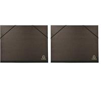 Exacompta - Ref 547100E - Kraft Portfolio with Elastic Strap - 260 x 330mm in Size, Suitable for A4 Documents, Elastic Strap Closures, Laminated Cardboard - Black (Pack of 2)