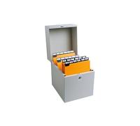 Exacompta - Ref 54712E - Vertical Record Card Filing Box - 175 x 135 x 210mm in Size, Suitable for A6 (148 x 105mm) Record Cards, Holds Approximately 500 Cards - Grey