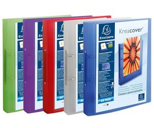 Exacompta - Ref 54769E - Kreacover Collection - Chromaline PP Semi-Rigid Cover Ring Binder - Suitable for A4+ Documents, 2 Rings, 40mm Spine - Assorted Colours (Pack of 15)