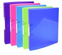 Exacompta - Ref. 54780E - Set of 5 Iderama semi-rigid PP binders - 2 round rings diameter 30mm-Back 40mm - External dimensions: 32x26.8 cm - A4 Maxi file format - 5 assorted colors