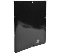 Exacompta - ref. 54891E - 1 coated glossy card binder with rubber bands - 2 round rings, diameter 15 mm - Spine 20 mm - External dimensions: 32 x 25 cm - A4 file size - Colour: black