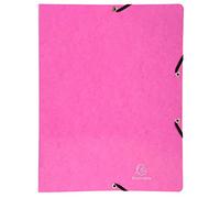 Exacompta - ref. 54894E - 1 coated glossy card binder with rubber bands - 2 round rings, diameter 15 mm - Spine 20 mm - External dimensions: 32 x 25 cm - A4 file format - Colour: pink
