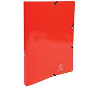 Exacompta - ref. 54895E - 1 coated glossy card binder with rubber bands - 2 round rings, diameter 15 mm - Spine 20 mm - External dimensions: 32 x 25 cm - A4 file size - Colour: red