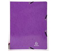 Exacompta - ref. 54896E - 1 coated glossy card binder with rubber bands - 2 round rings, diameter 15 mm - Spine 20 mm - External dimensions: 32 x 25 cm - A4 file format - Colour: purple