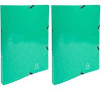 Exacompta - ref. 54898E - 1 Coated Glossy Card Binder with Rubber Bands - 2 Round Rings 15mm Diameter - 20mm Spine - External Dimensions: 32x25 cm - A4 File Size - Colour: Dark Green (Pack of 2)