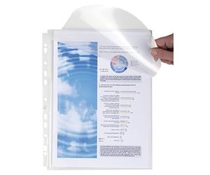 Exacompta - Ref 5502E - PP Expanding Punched Pockets - Suitable for Holding A4 Documents, 25mm Gusset & Flap, Made From 200 Micron Polypropylene - Transparent (Pack of 50)