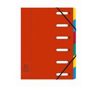 Exacompta - Ref 55065E - Box of 8 HARMONIKA File Boxes - with Elastic Bands and Cut-Out Windows - Glossy Card Cover - Expandable Back - 6 compartments - for A4 - Size 24,5 x 32 cm - red