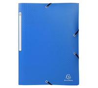 Exacompta - Ref 55082E - Opak Elasticated 3 Flap Folder -240 x 320cm in Size, Suitable for A4 Documents, Matt Polypropylene, Label on Spine - Blue (Pack 10)