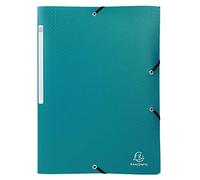 Exacompta - Ref 55083E - Opak Elasticated 3 Flap Folder -240 x 320cm in Size, Suitable for A4 Documents, Matt Polypropylene, Label on Spine - Green (Pack 10)