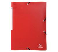 Exacompta OpaK 3 Flap Folder 55085E PP (Polypropylene) Rubber Band 24 (W) x 0.2 (D) x 32 (H) cm Red Pack of 50