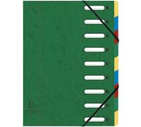 Exacompta - Ref 55093E - Multipart File with Expanding Spine - 245 x 320mm in Size, Suitable for A4 Documents, 425gsm Premium Pressboard, 9 Sections - Green
