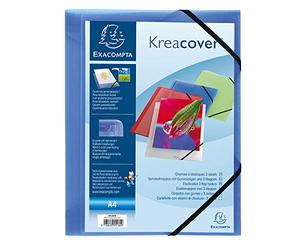 Exacompta - Ref 55182E - Kreacover Collection - Collection - Customisable PP Elastic Flap Folders - Suitable for A4 Documents, Translucent Polypropylene - Blue (Pack of 5)