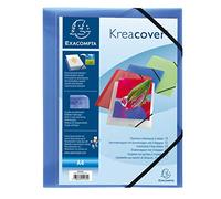 Exacompta - Ref. 55182E - Pack of 5 Kreacover elastic folders - pockets with 3 flaps - in translucent polypropylene - dimensions 24 x 32 cm for A4 format documents - blue color
