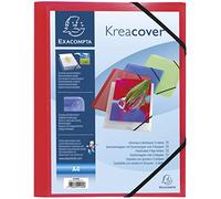 Exacompta - Ref 55185E - Kreacover Collection - Collection - Customisable PP Elastic Flap Folders - Suitable for A4 Documents, Translucent Polypropylene - Red (Pack of 5)