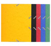 Exacompta - Ref 55200E - Elasticated 3-Flap Folder - 240 x 190mm in Size, 400gsm Glossy Card, Suitable for A5 Documents, School Format - Assorted Colours (Pack of 25)