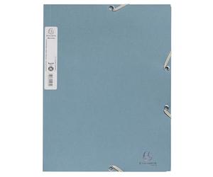 Exacompta - Ref 55232E - Box of 25 Autentik Elastic folders - 3 Flap Pockets - Made of Recycled Card 400 g/m2 - Size 24 x 32 cm for A4 documents - Blue Grey