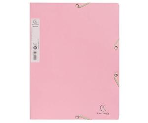 Exacompta - Ref 55234E - Box of 25 Autentik Elastic folders - 3 Flap Pockets - Made of Recycled Card 400 g/m2 - Size 24 x 32 cm for A4 documents - Candy Pink