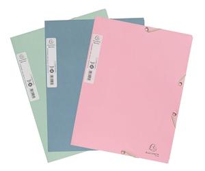Exacompta - Ref 55239E - Box of 36 Autentik Elastic folders - 3 Flap Pockets - Made of Recycled Card 400 g/m2 - Size 24 x 32 cm for A4 documents - Random Colours