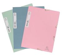 Exacompta - Ref 55239E - Pack of 6 Autentik Elastic folders - 3 Flap Pockets - Made of Recycled Card 400 g/m2 - Size 24 x 32 cm for A4 documents - Assorted Colours