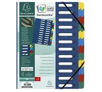 Exacompta - Ref 55242E - Harmonika Multipart File - 24.5 x 32cm in Size, Suitable for A4 Documents, 24 Multi-Coloured Tabbed Sections, Premium Pressboard Cover - Blue Cover