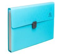 Exacompta - Ref. 55299E - Box of 5 Pop'N Co case folders - Recycled PP Cover and PP Interior - Expandable Back - snap Button Closure - 13 compartments - Size 33x25cm - Cyan