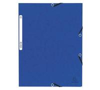 Exacompta - Ref 55302E - Elasticated 3-Flap Folders - Suitable for Holding A4 Documents, 355gsm Glossy Card, Label on Back for Identification - Blue (Pack of 10)