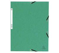 Exacompta - Ref 55303E - Elasticated 3-Flap Folders - Suitable for Holding A4 Documents, 355gsm Glossy Card, Label on Back for Identification - Green (Pack of 10)