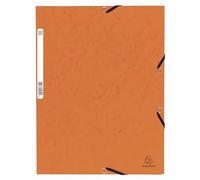 Exacompta - Ref 55304E - Elasticated 3-Flap Folders - Suitable for Holding A4 Documents, 355gsm Glossy Card, Label on Back for Identification - Orange (Pack of 10)