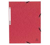 Exacompta - Ref 55305E - Elasticated 3-Flap Folders - Suitable for Holding A4 Documents, 355gsm Glossy Card, Label on Back for Identification - Red (Pack of 10)